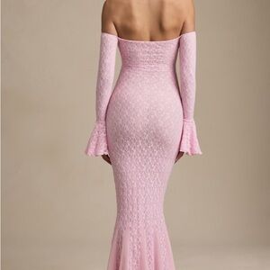 Oh Polly Verena Elegant Pink Off-Shoulder Lace Dress